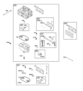 Carburetor Group Diagram and Parts List for 386777-0146-G1  Briggs and Stratton Engine